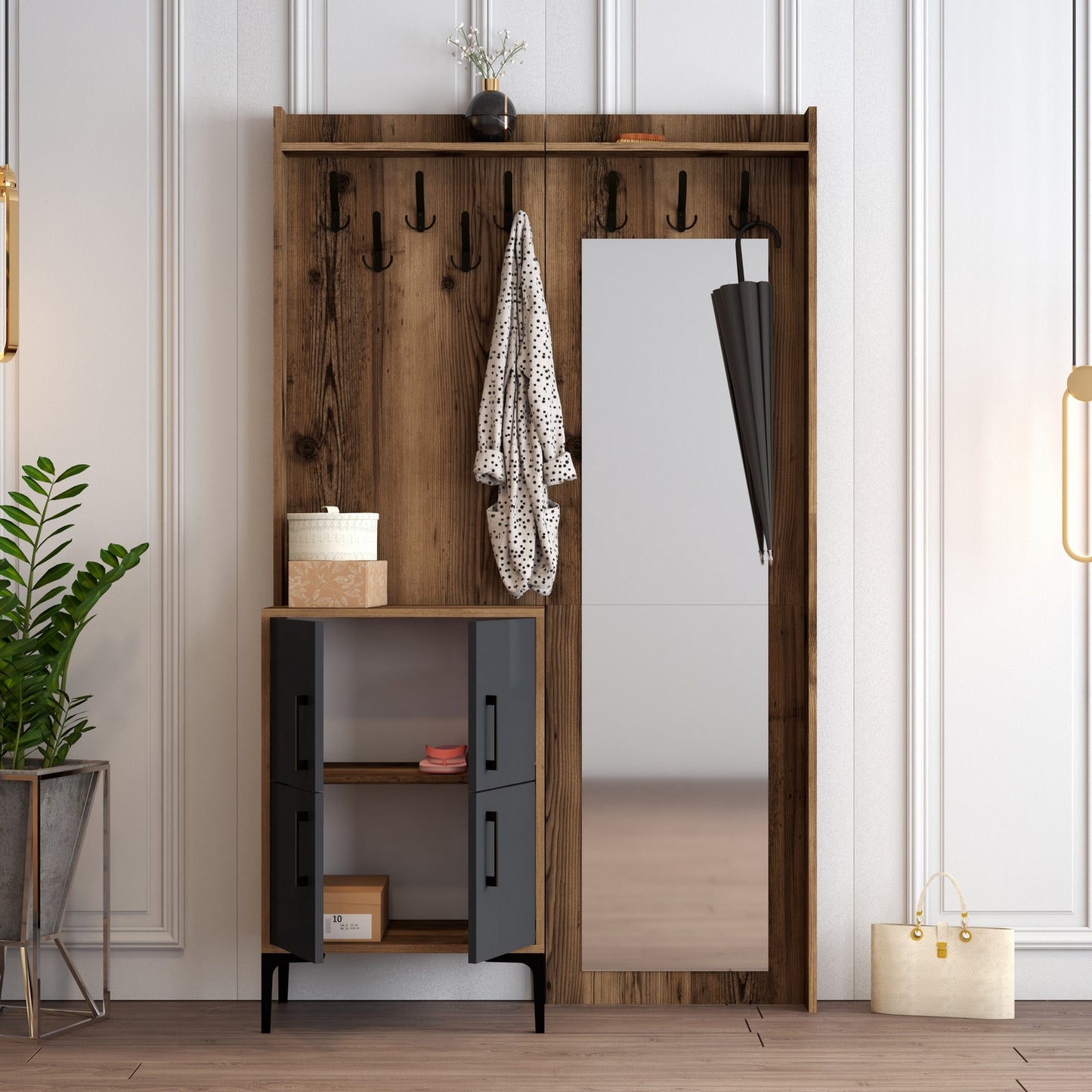 Ormar za predsoblje, Berlin BC - Walnut, Anthracite