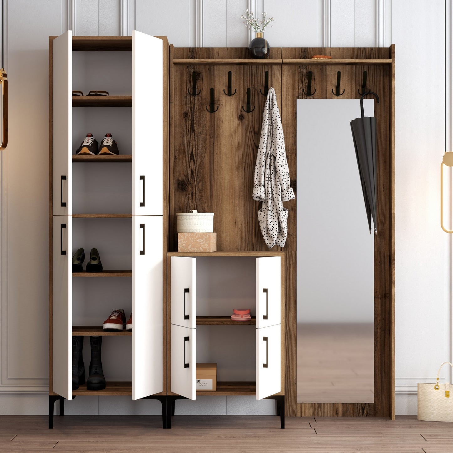 Ormar za predsoblje, Berlin ABC - Walnut, White