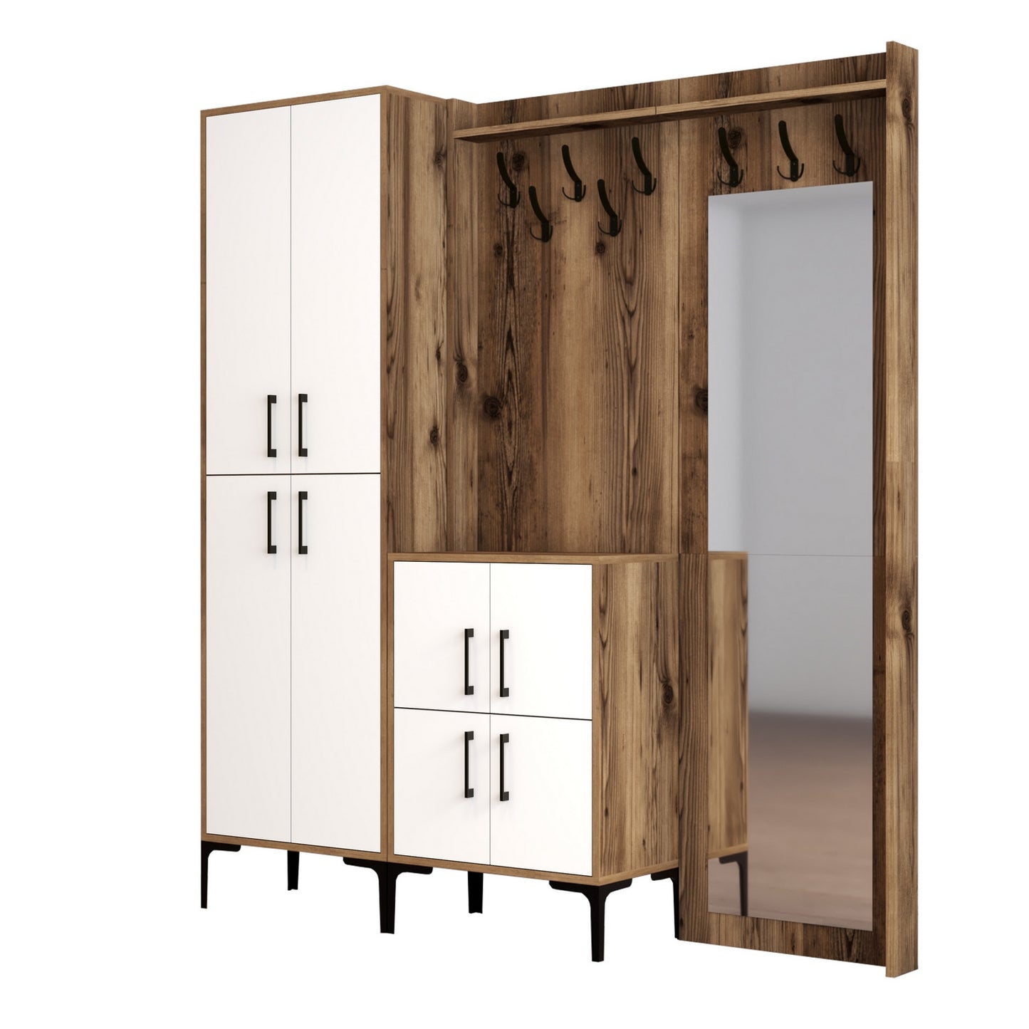 Ormar za predsoblje, Berlin ABC - Walnut, White