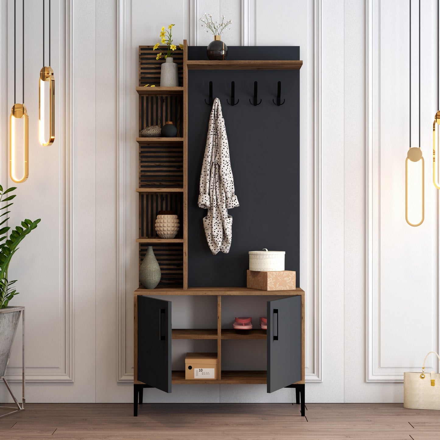 Ormar za predsoblje, Viyana D - Walnut, Anthracite