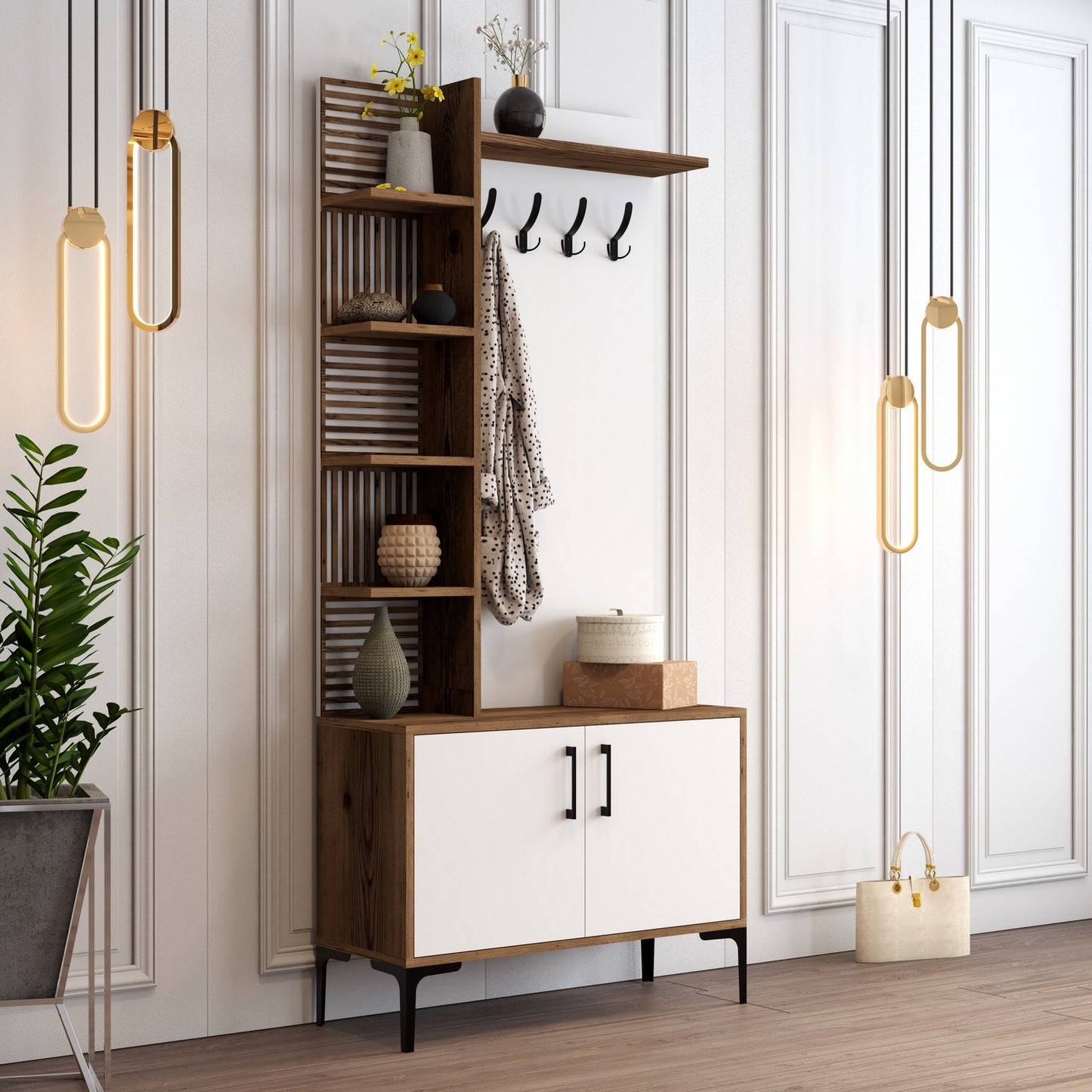 Ormar za predsoblje, Viyana D - Walnut, White