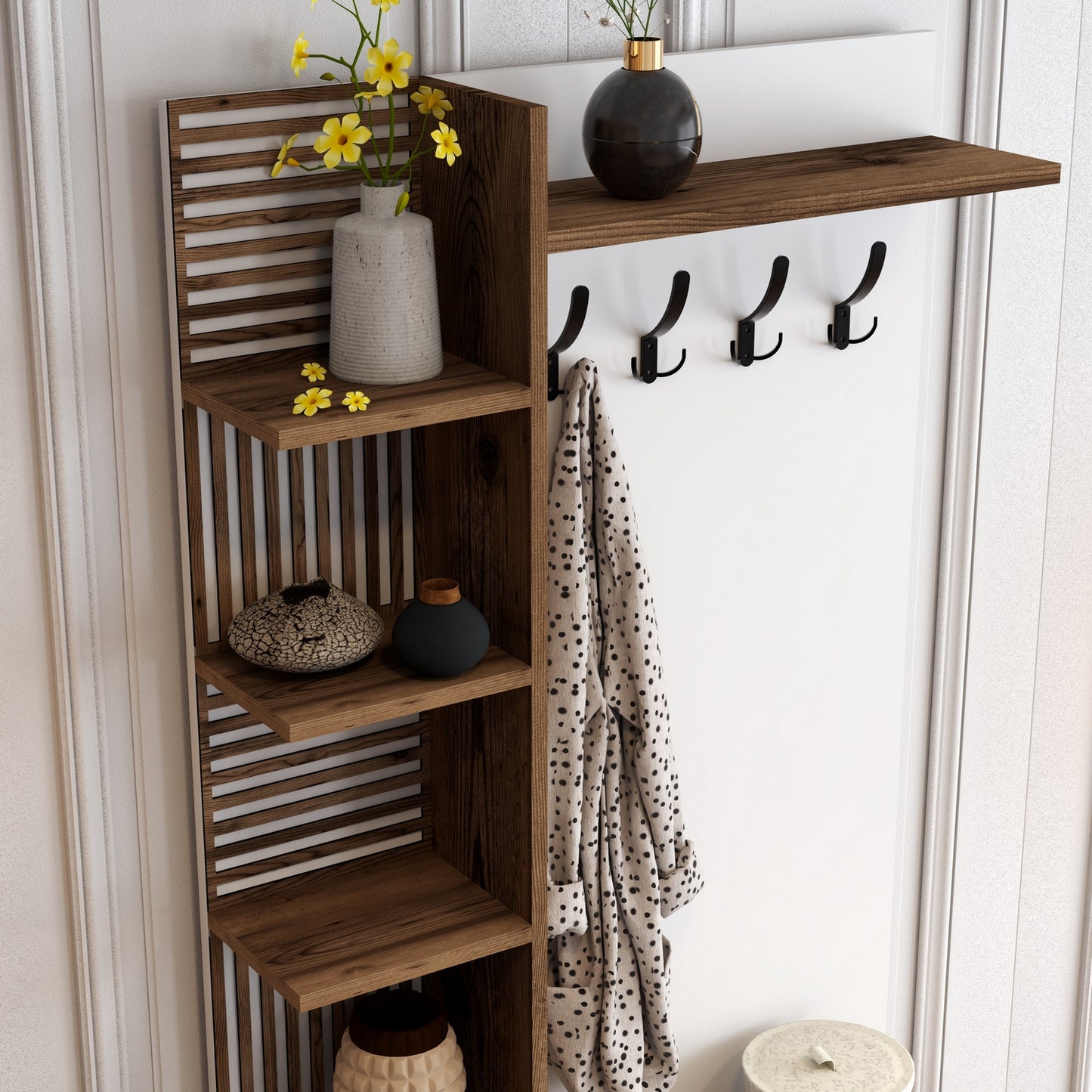 Ormar za predsoblje, Viyana D - Walnut, White