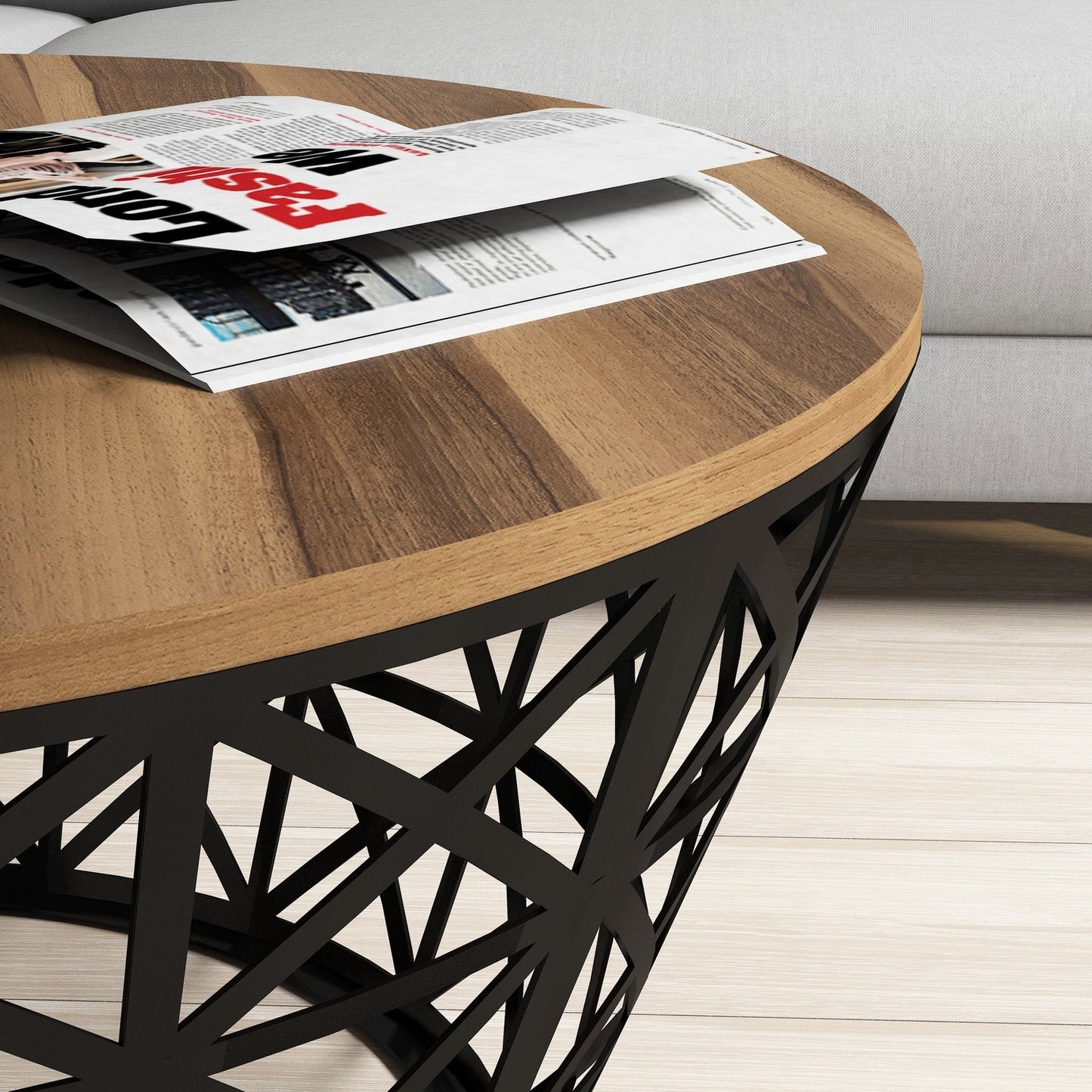 Stolić za kavu, Stil Metal Ferforje - Walnut