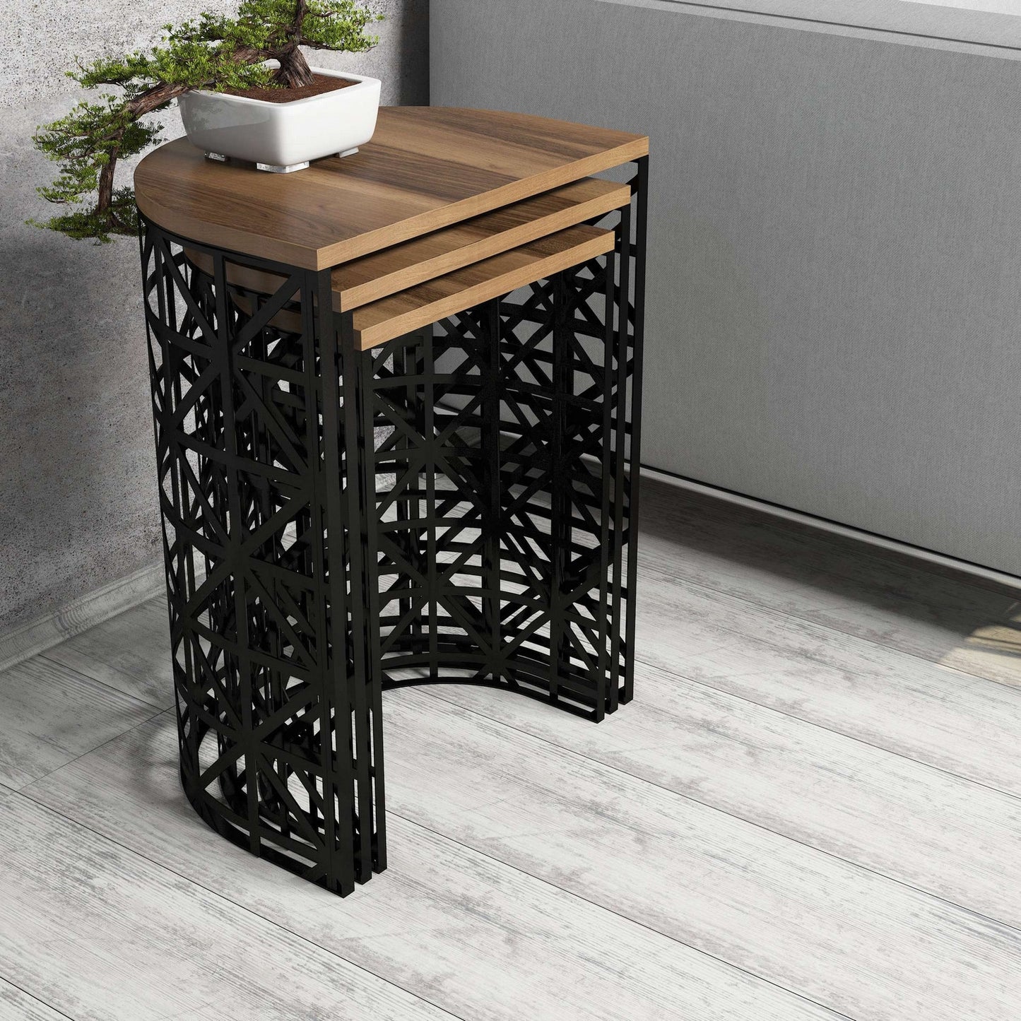 Stol (3 komada), Stil Metal Ferforje - Walnut