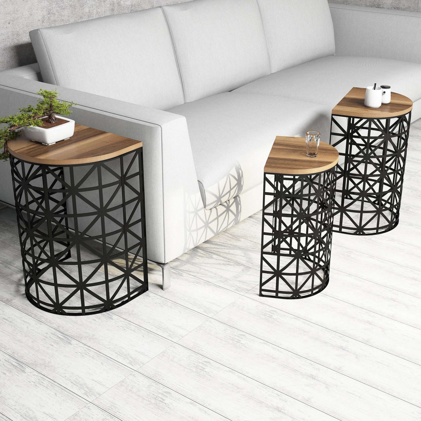 Stol (3 komada), Stil Metal Ferforje - Walnut
