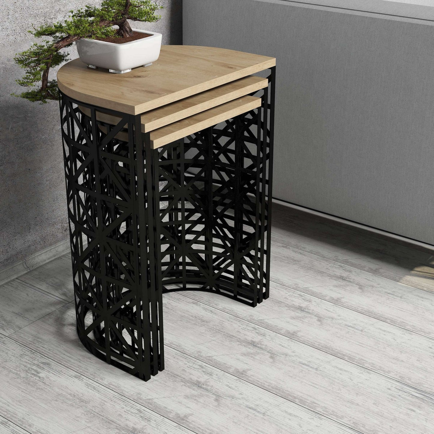 Stol (3 komada), Stil Metal Ferforje - Oak