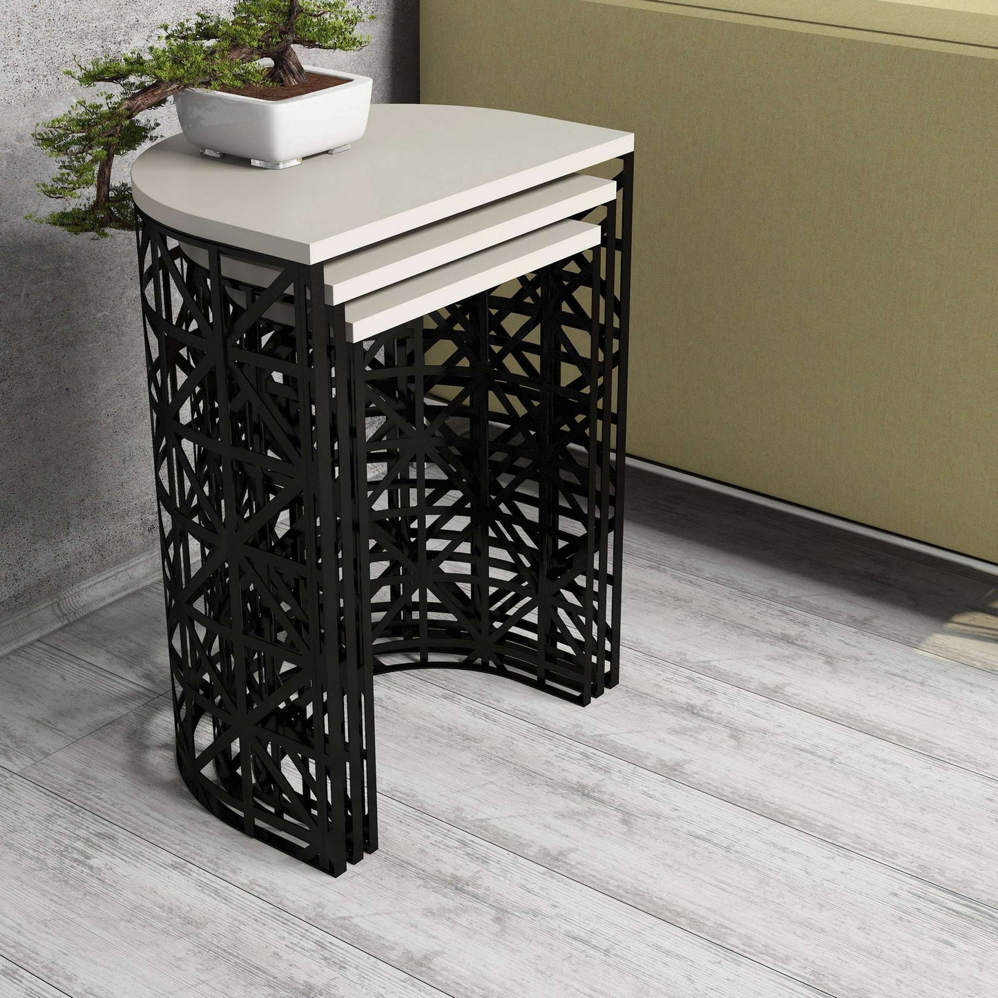 Stol (3 komada), Stil Metal Ferforje - Cream