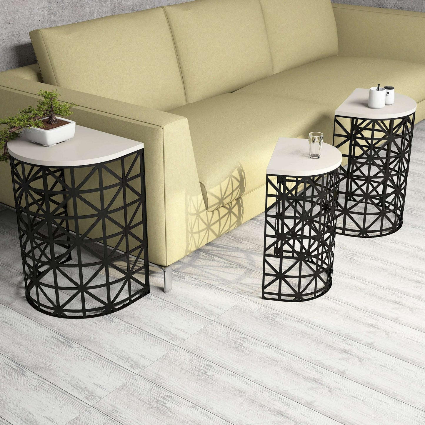 Stol (3 komada), Stil Metal Ferforje - Cream