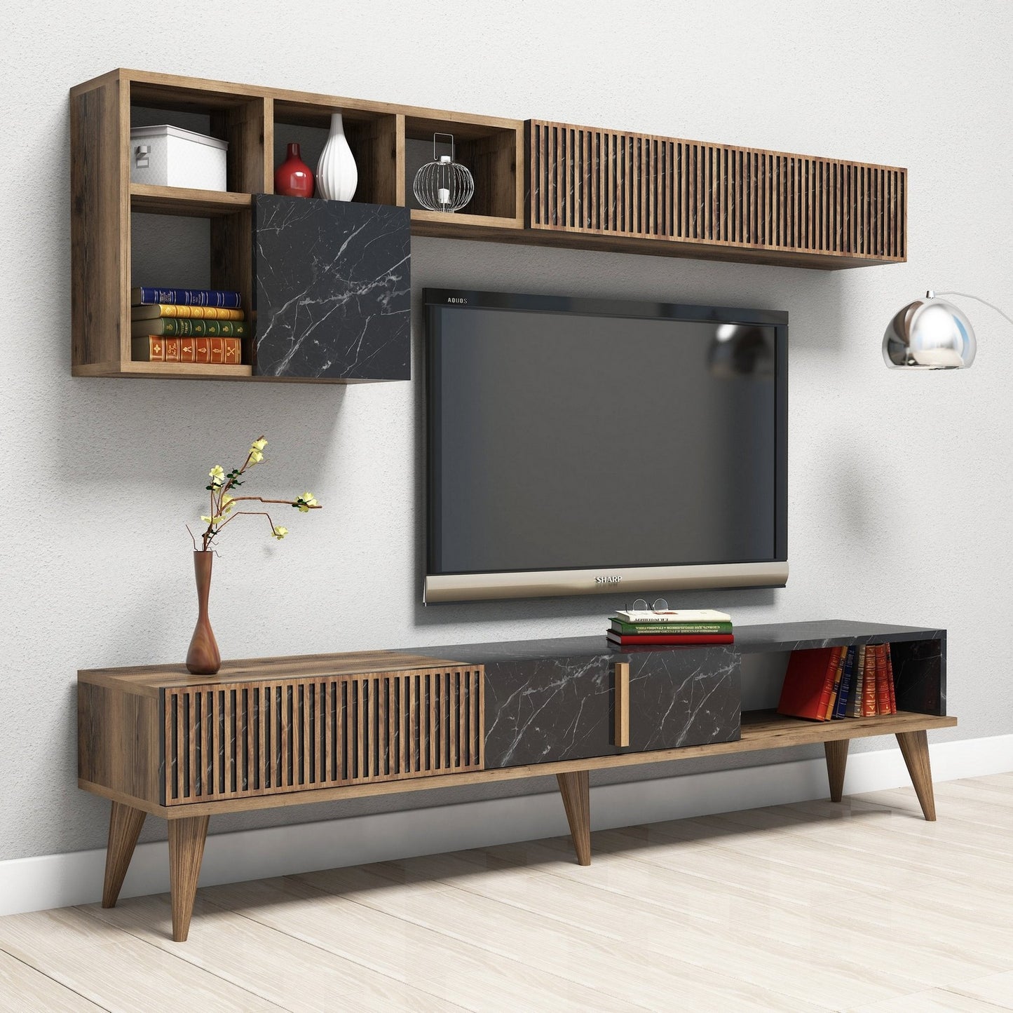 Namještaj za dnevni boravak MILAN WALNUT, Milan - Walnut, Black