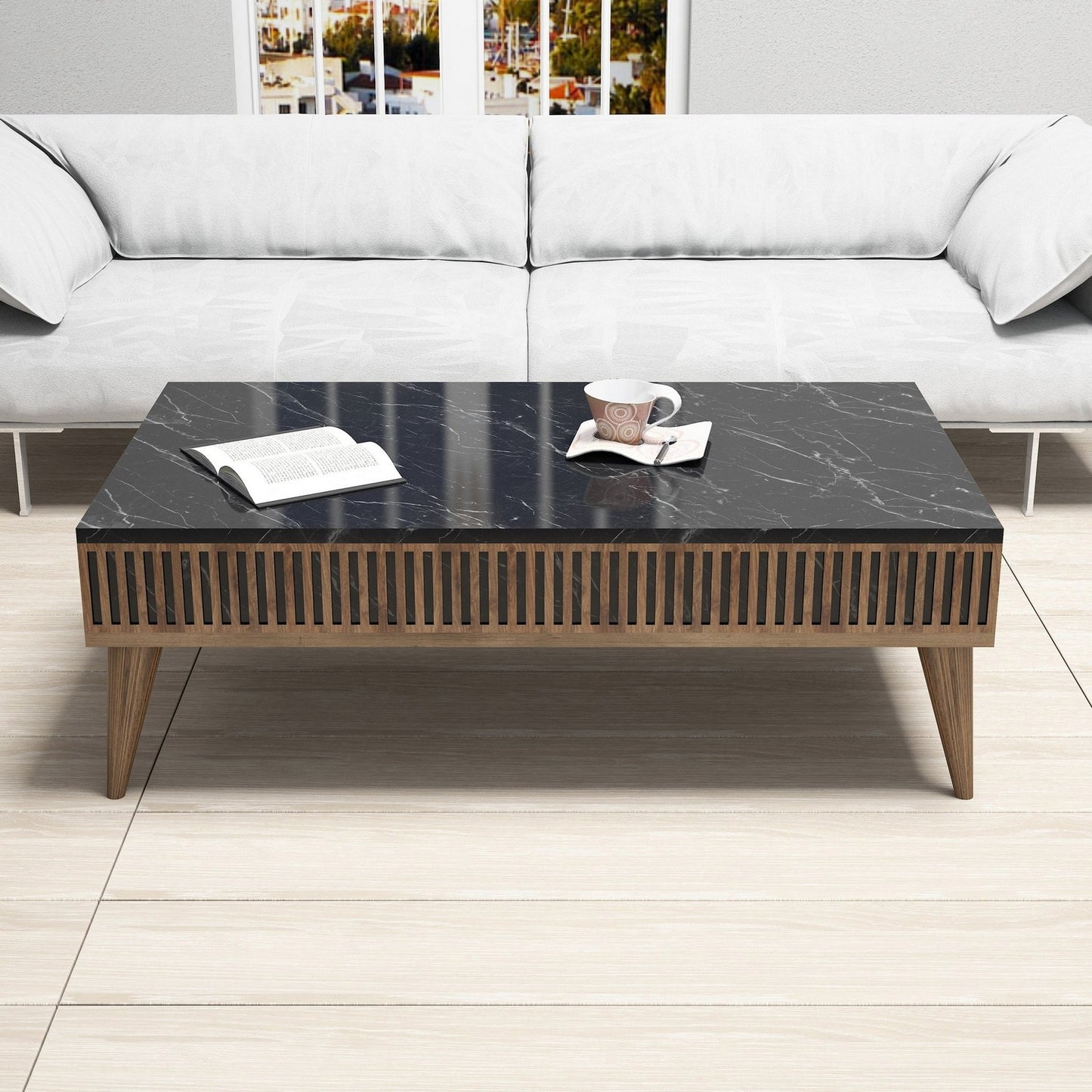 Namještaj za dnevni boravak MILAN WALNUT, Milan - Walnut, Black