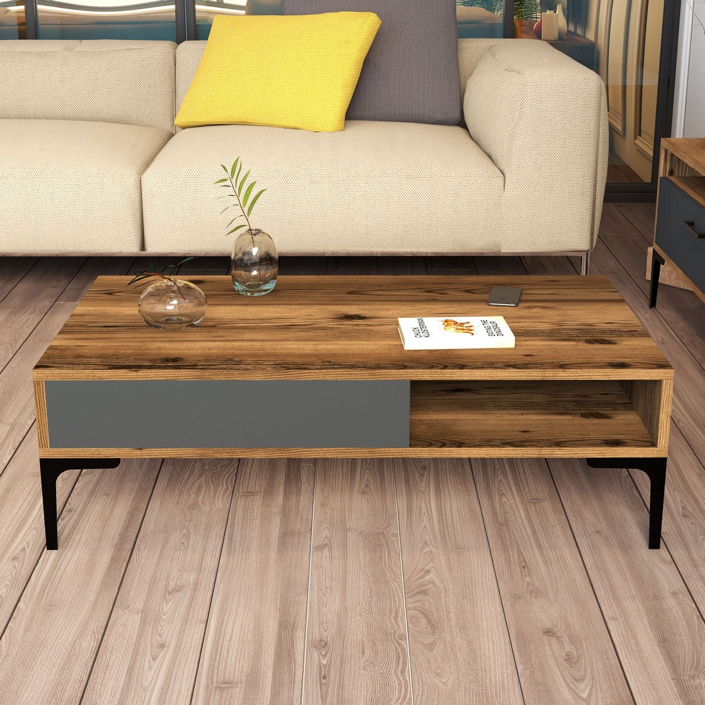 Stolić za kavu, Istanbul - Walnut, Anthracite