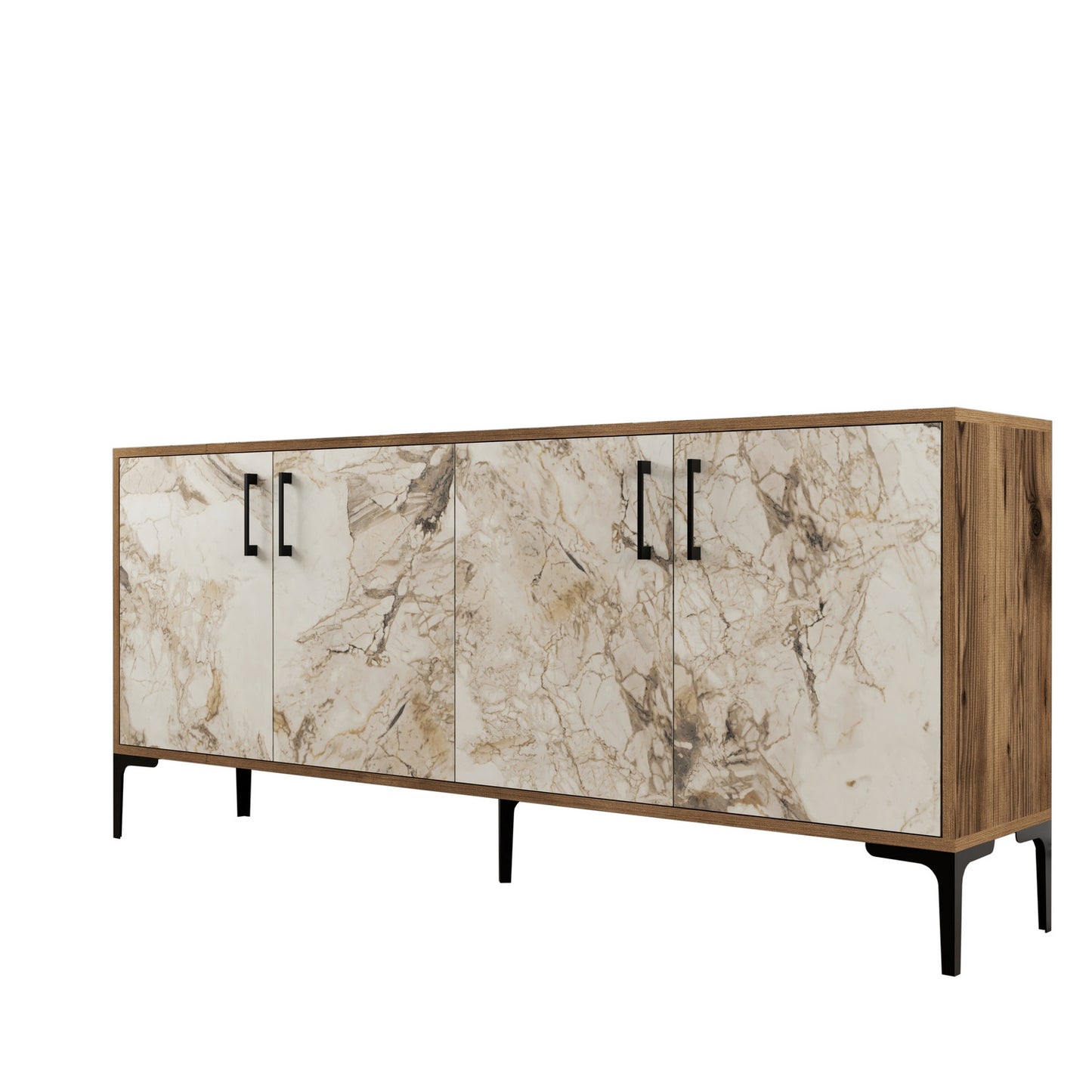 Komoda, Kiev - Walnut, White Marble