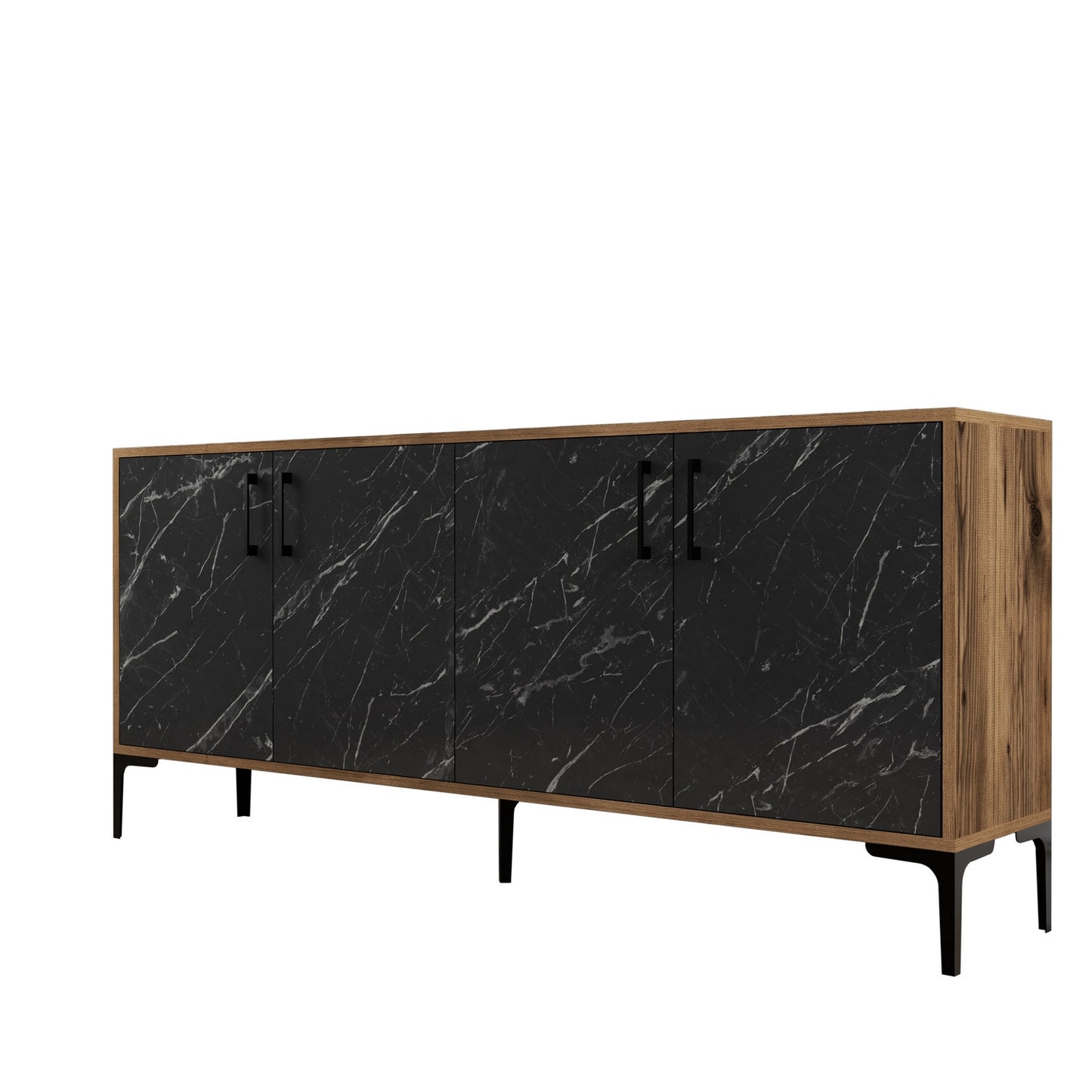 Komoda, Kiev - Walnut, Black Marble