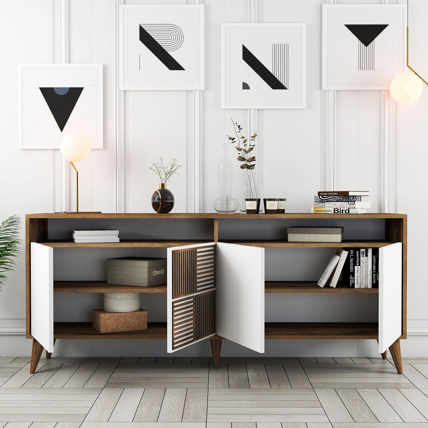 Komoda MILAN WHITE, Milan - Walnut, White
