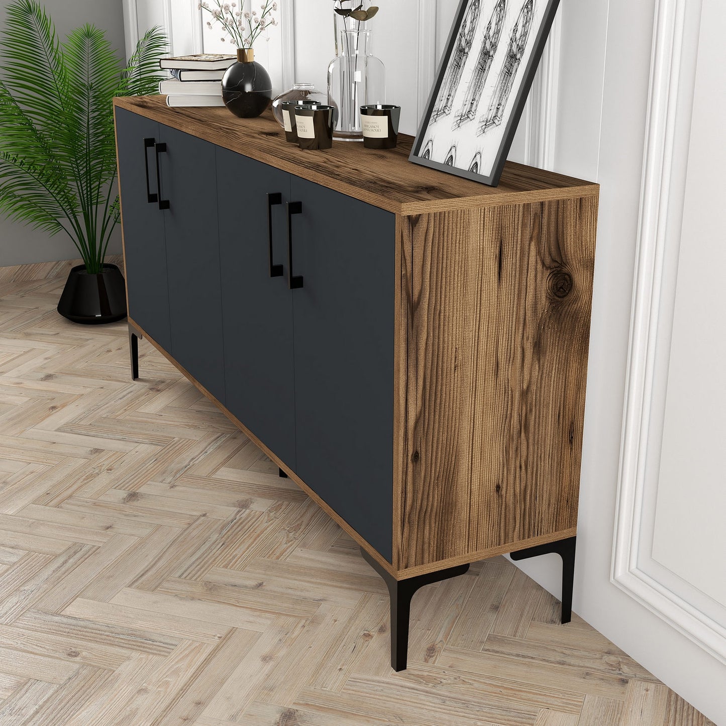 Komoda, Kiev 160 - Walnut, Anthracite