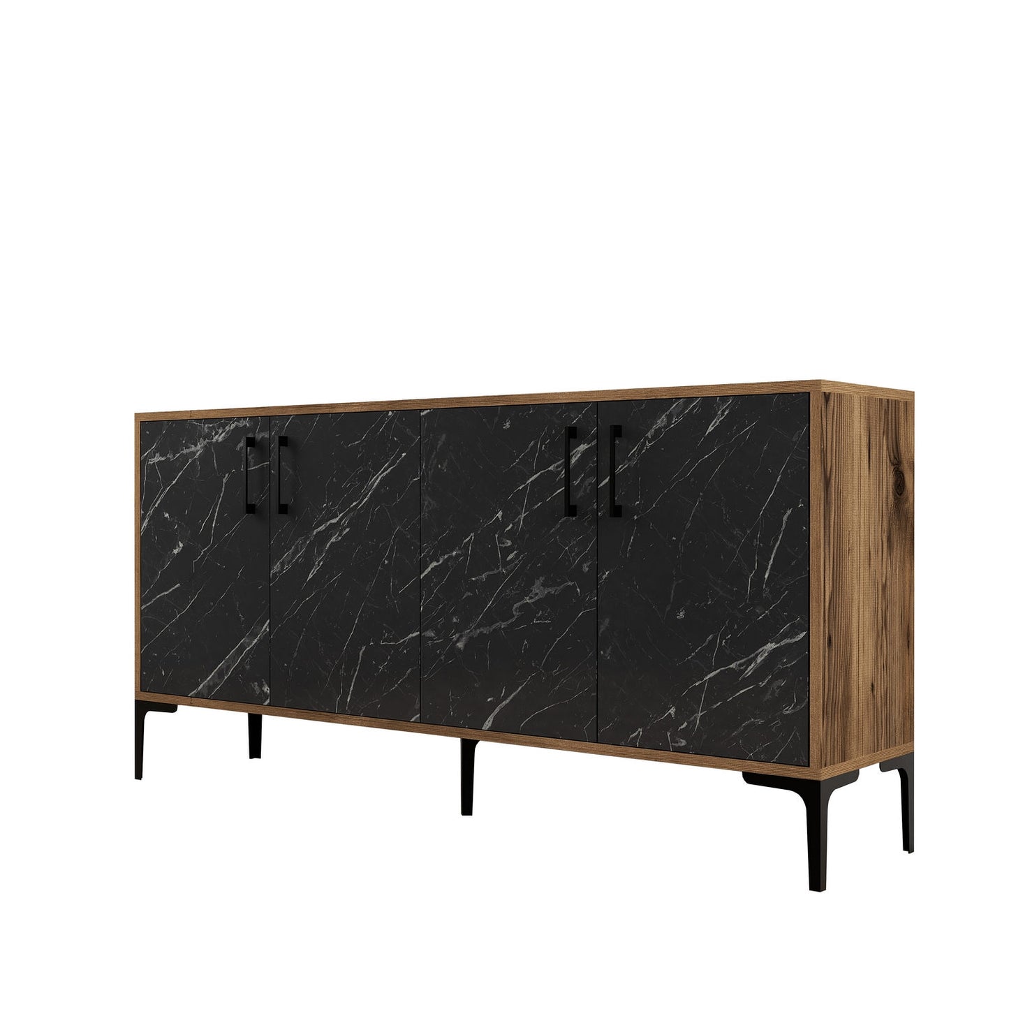 Komoda, Kiev 160 - Walnut, Black Marble