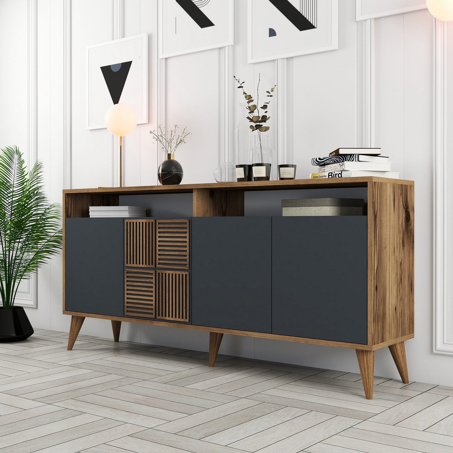 Konzola, Milan 160 - Walnut, Anthracite