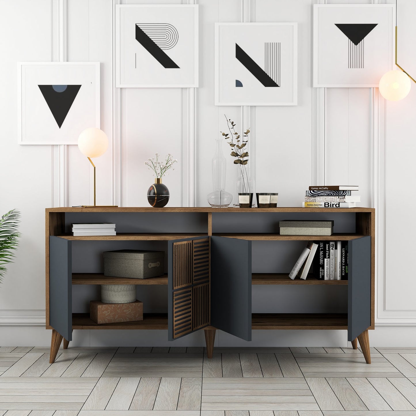 Konzola, Milan 160 - Walnut, Anthracite