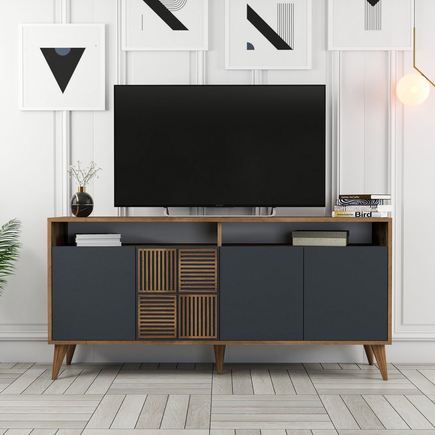 Konzola, Milan 160 - Walnut, Anthracite