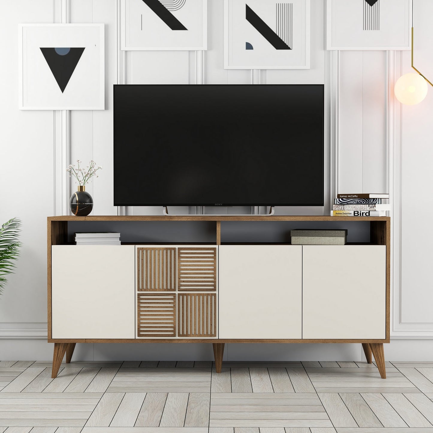 Konzola, Milan 160 - Walnut, Cream