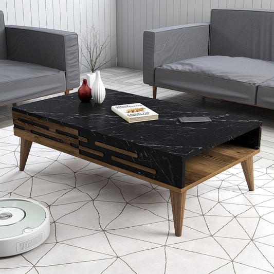 Stolić za kavu, Valensiya - Walnut, Black, Marble
