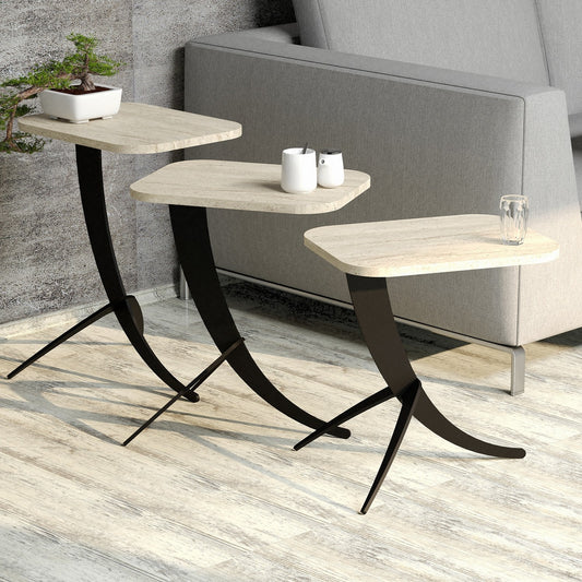 Set uklopnih stolića (3 komada) PION 3, boja Travertine