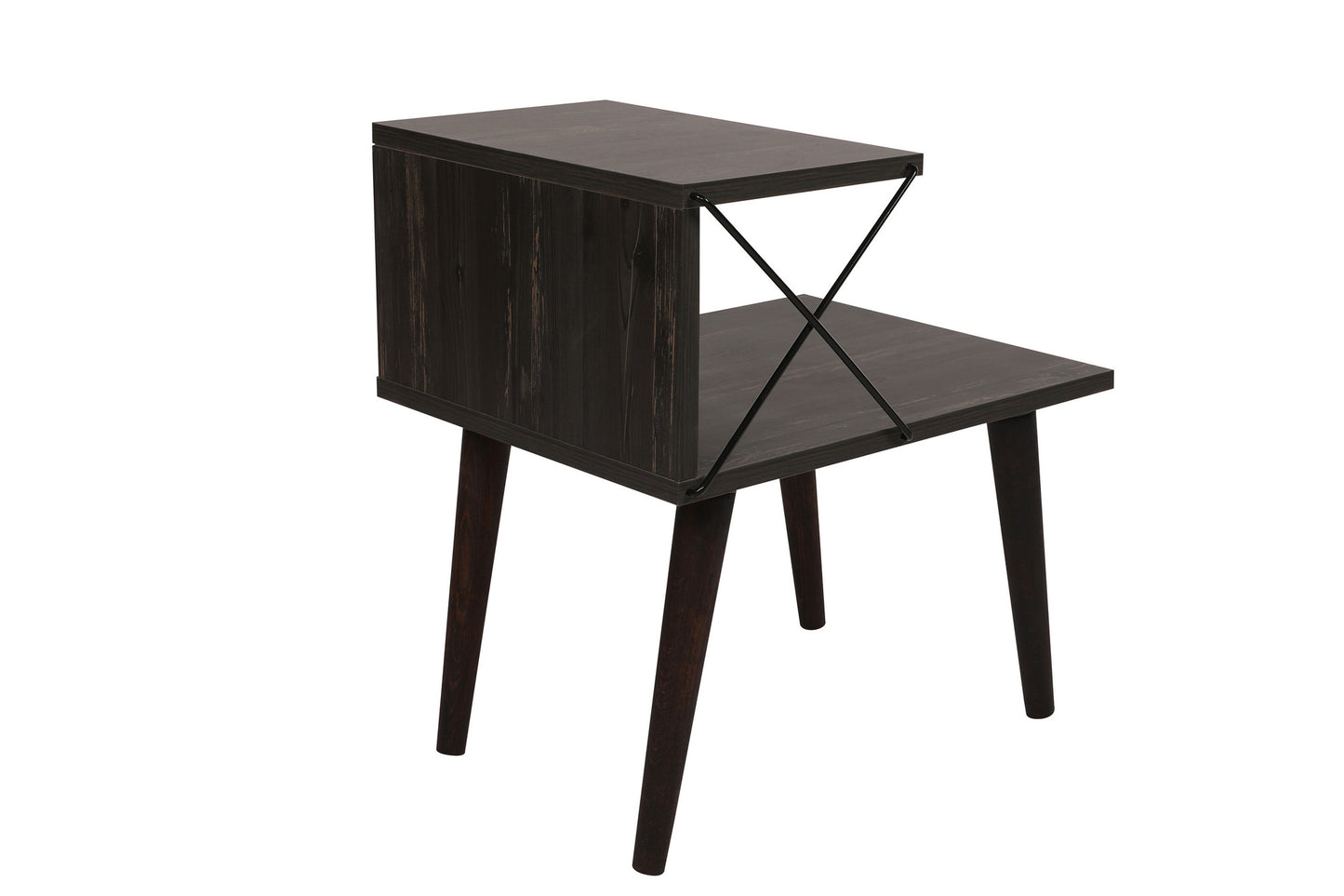 Noćni ormarić, Tamno smeđa, Cross - Dark Brown