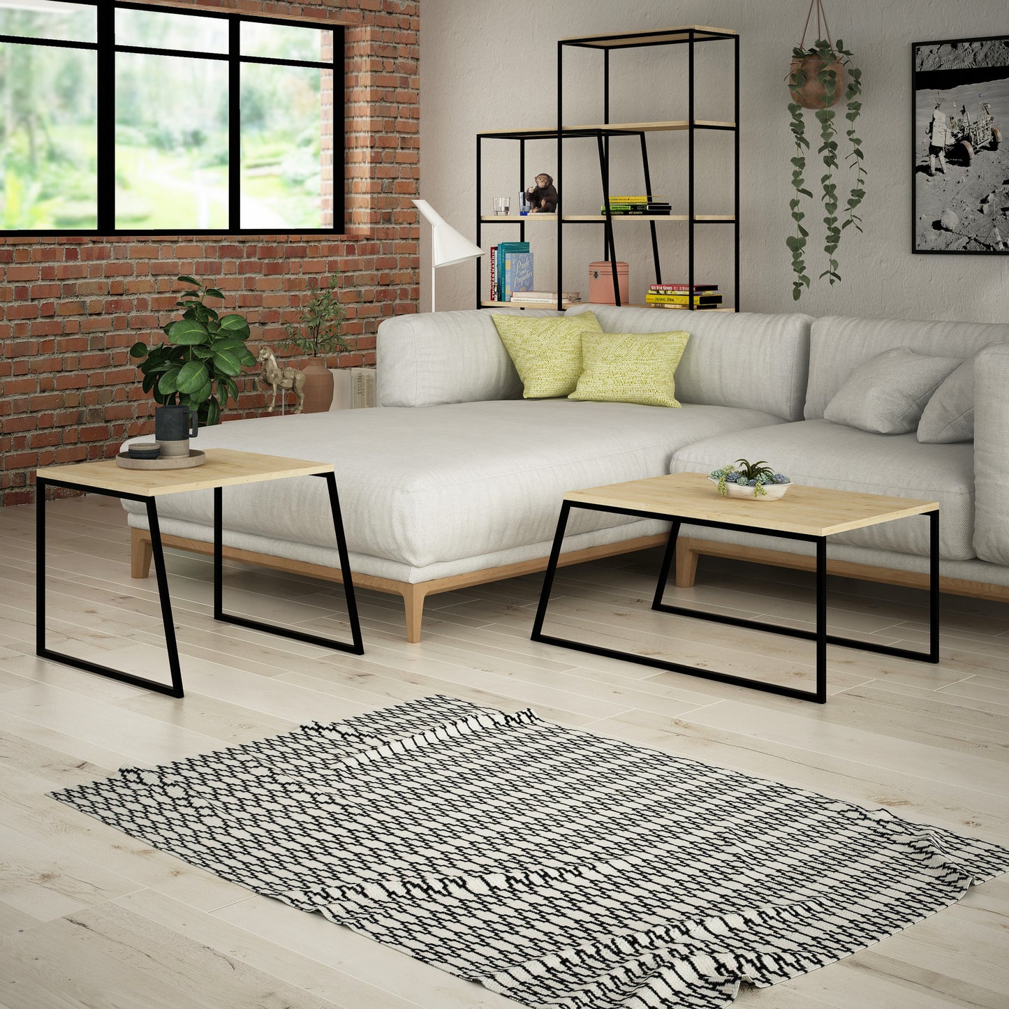 Set stolića za kavu, hrast Crno, Pal Orta Sehpa - Oak
