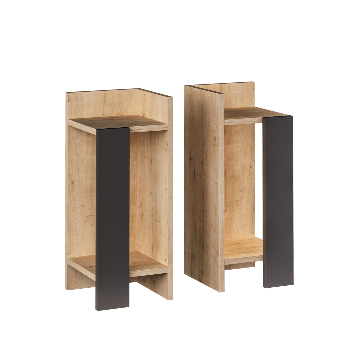 Noćni ormarić, hrast Antracit, Elos - Oak, Anthracite