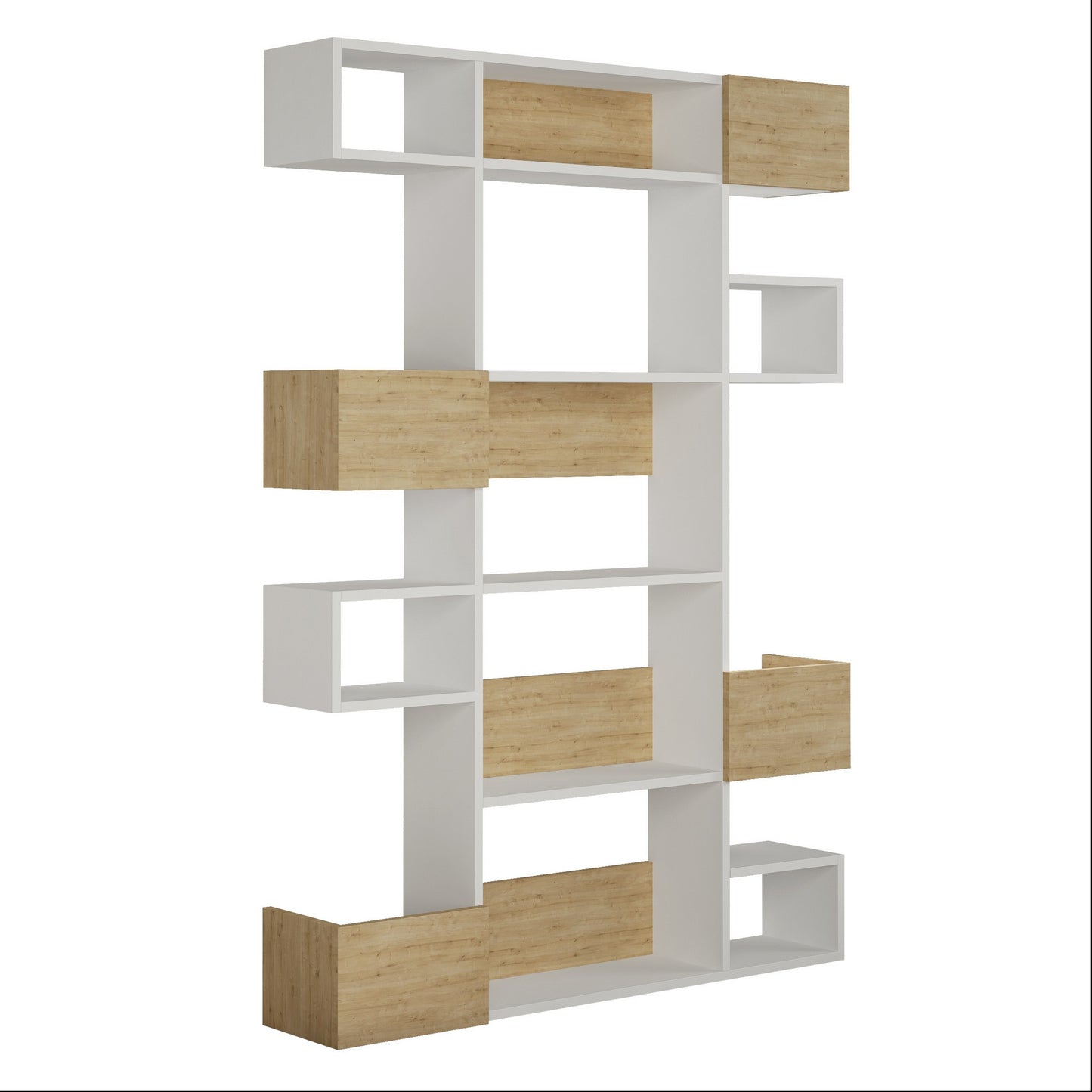 Polica za knjige, Bijela boja hrast, Niho - White, Oak