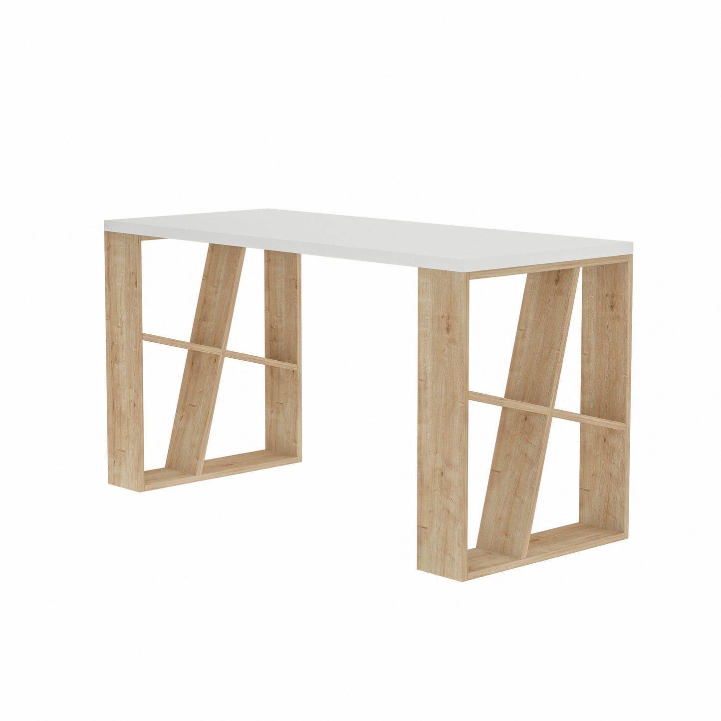 Radni stol, Bijela boja hrast, Honey - White, Oak