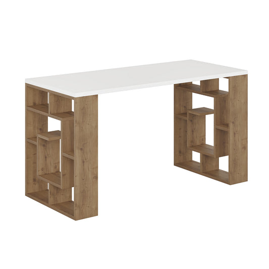 Radni stol, Bijela boja Tamni hrast, Maze - White, Dark Oak