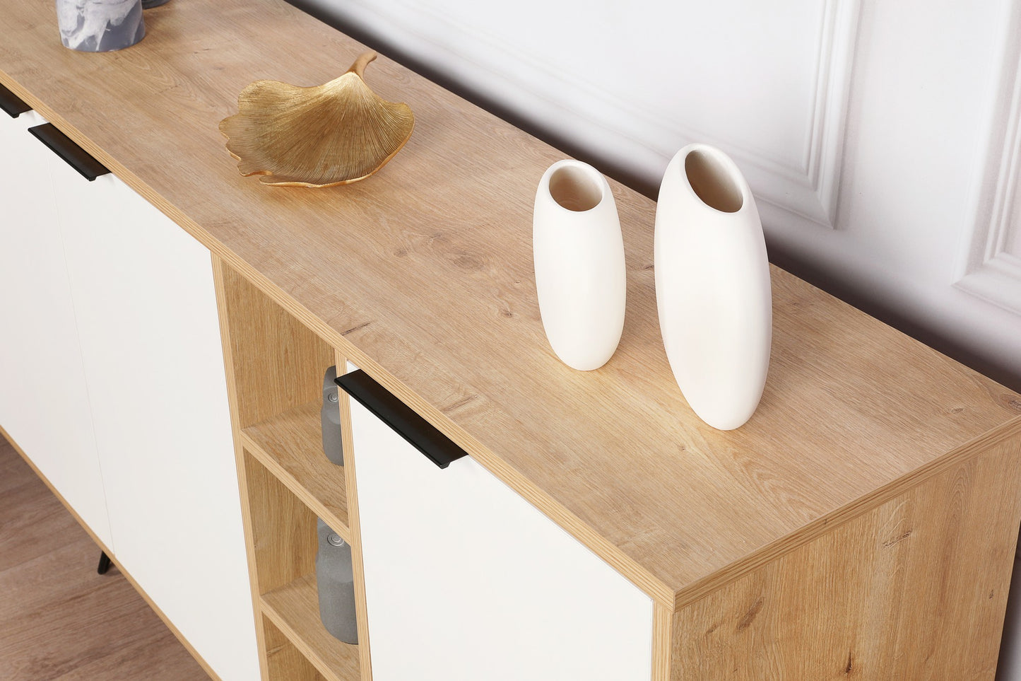 Komoda, hrastBijela boja, Clara Console - Oak, White