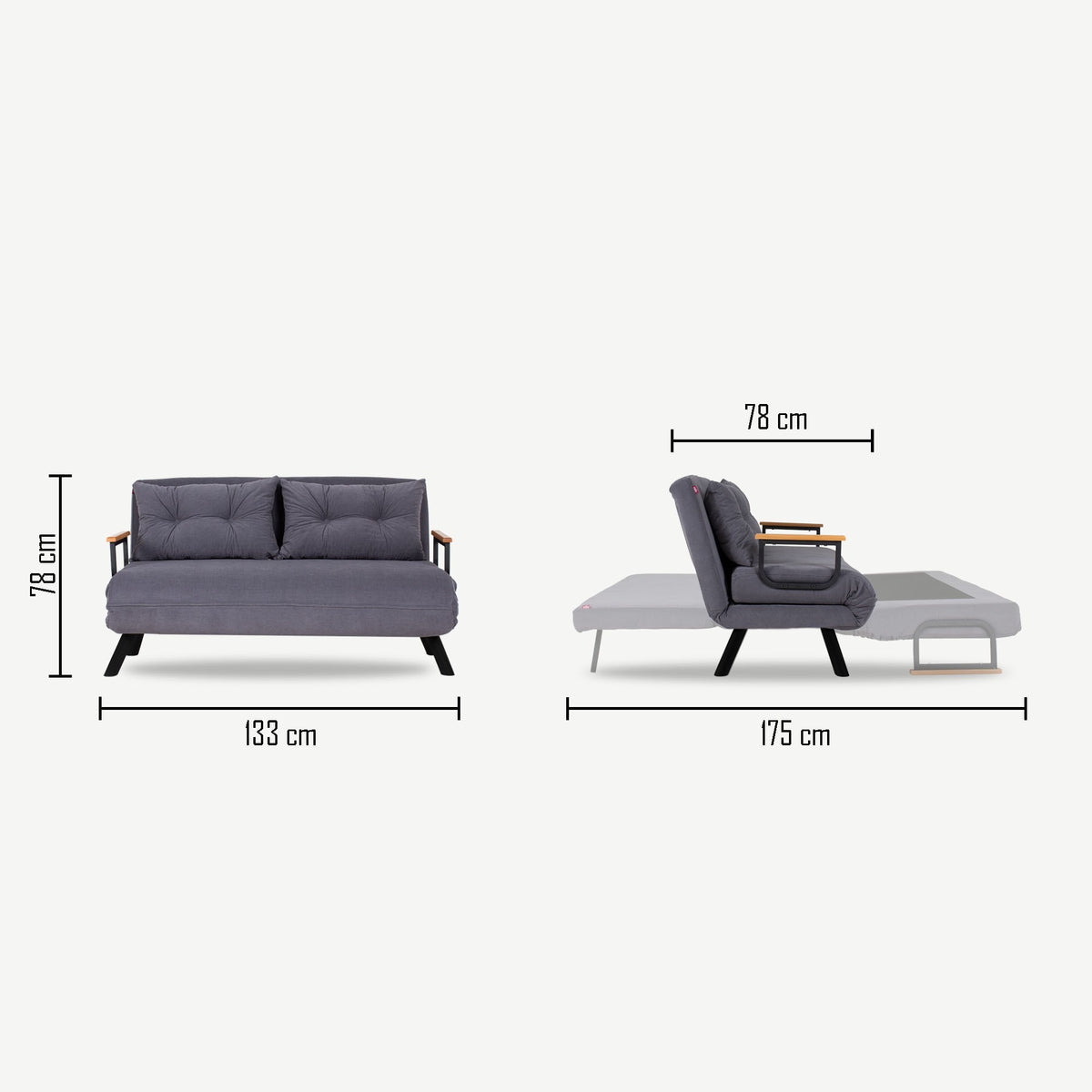 Dvosjed na razvlačenje SANDO siva, Sando 2-Seater - Grey