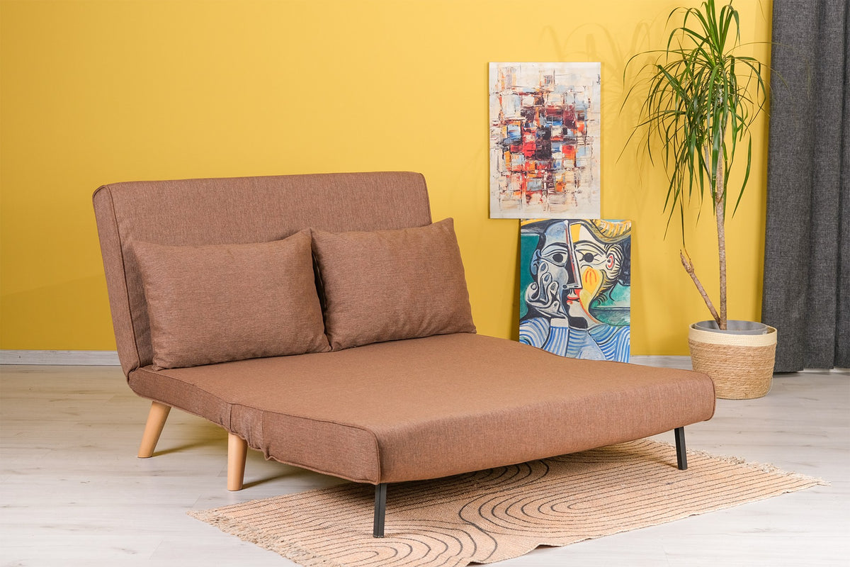 Dvosjed na razvlačenje, smeđa, Fold 2-Seater - Brown