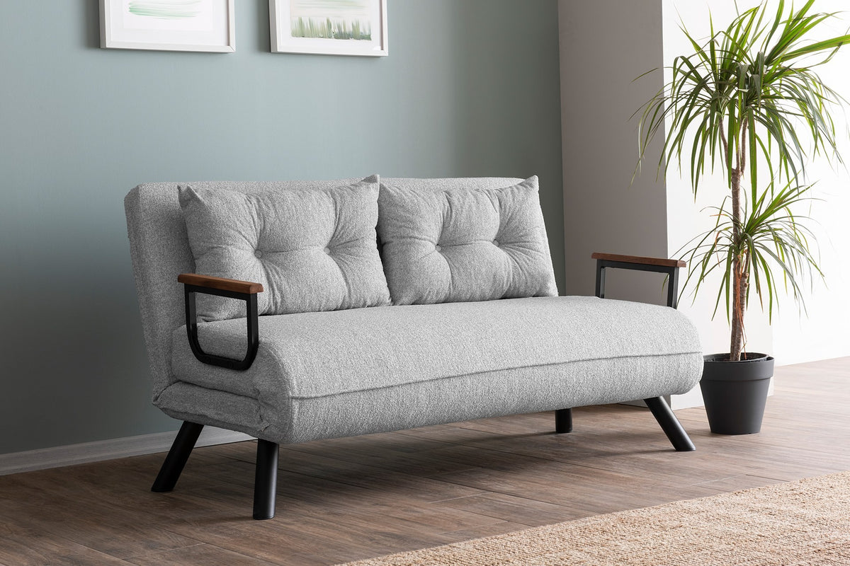 Dvosjed, Sando dvosjedni sofa - Teddy tkanina - Siva