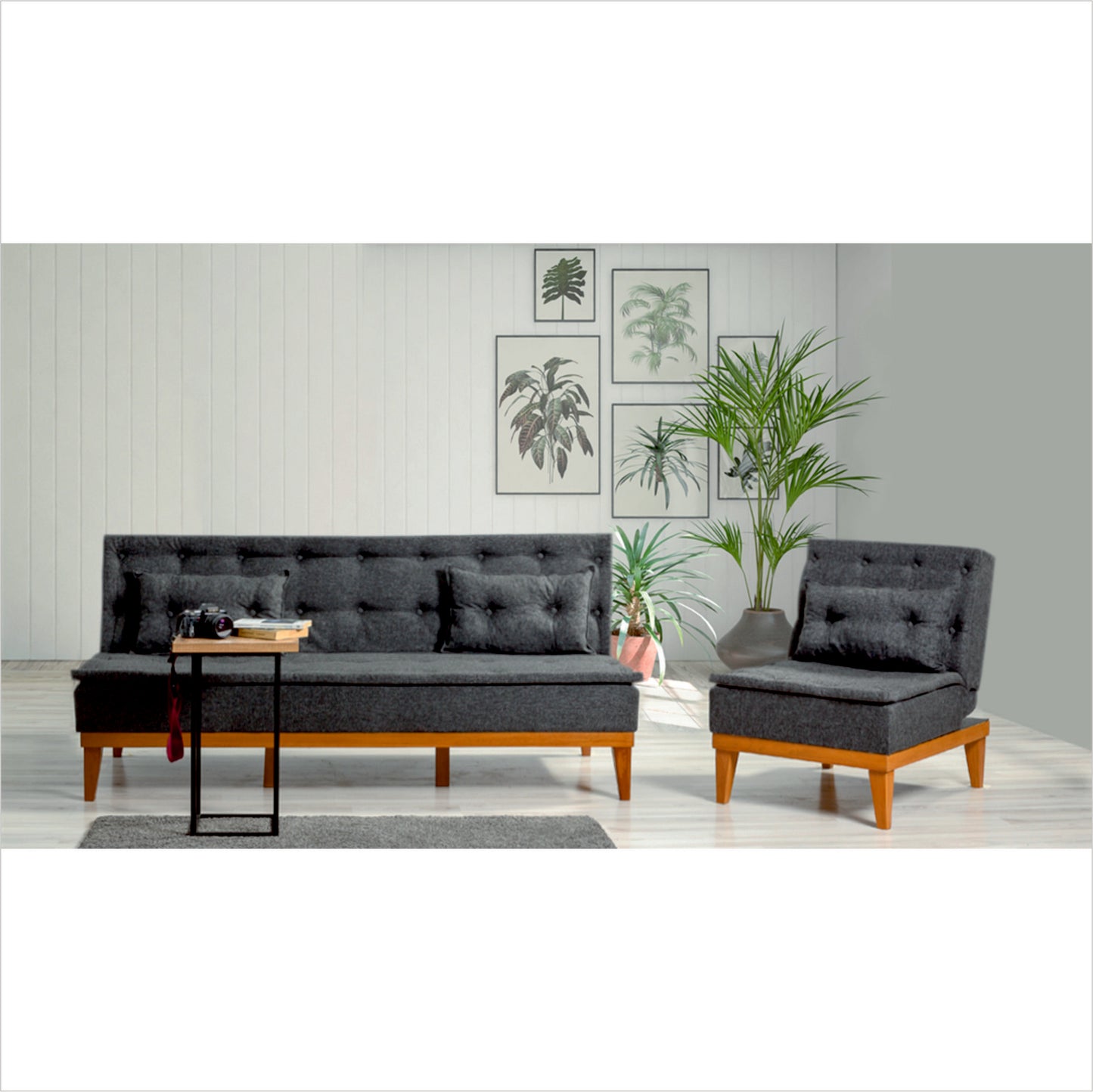 Komplet sofa-krevet 739, Antracit