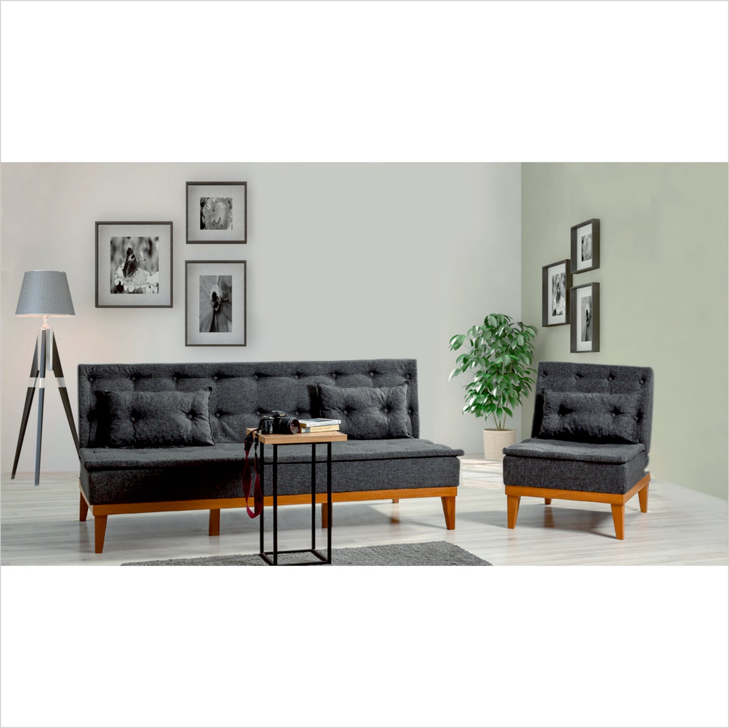 Komplet sofa-krevet 739, Antracit