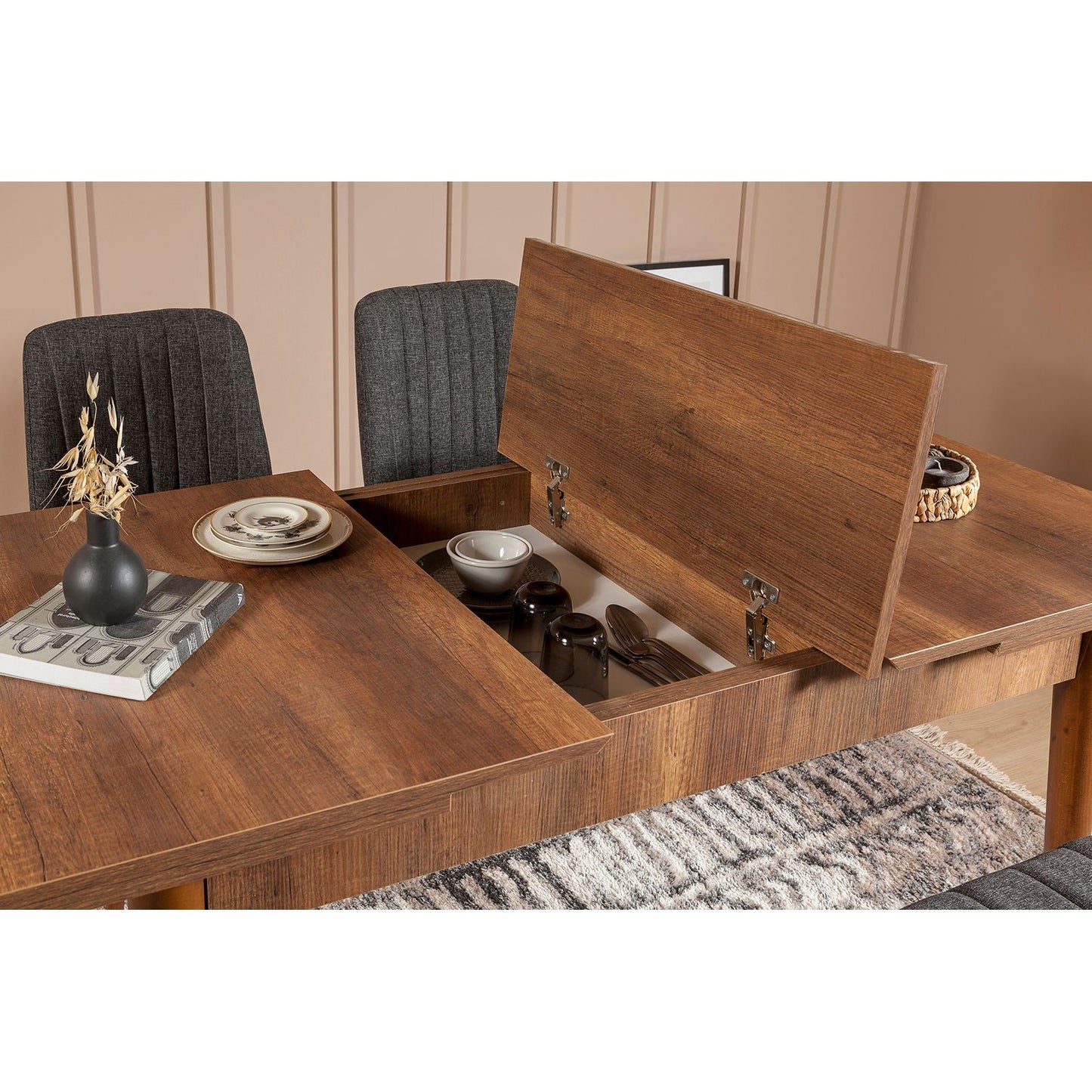 Set stolova i stolica (4 komada), Orah Antracit, Vina 1053 - Anthracite, Walnut