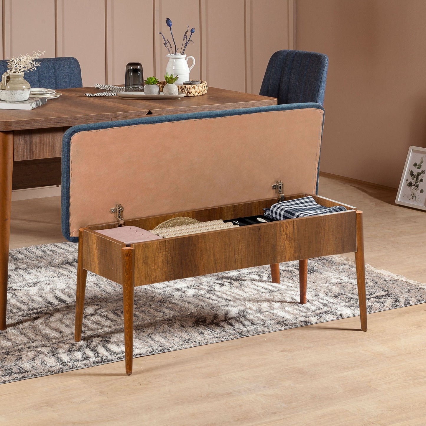 Klupa, Orah Tamno plava, Vina 1048 - 1 - Dark Blue, Walnut