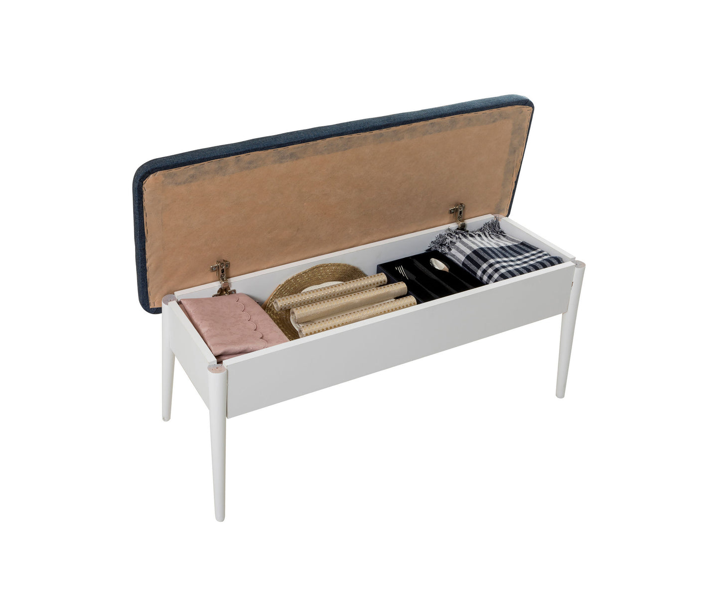 Set stolova i stolica (4 komada), Bijela boja Tamno plava, Vina 1048 - Dark Blue, White
