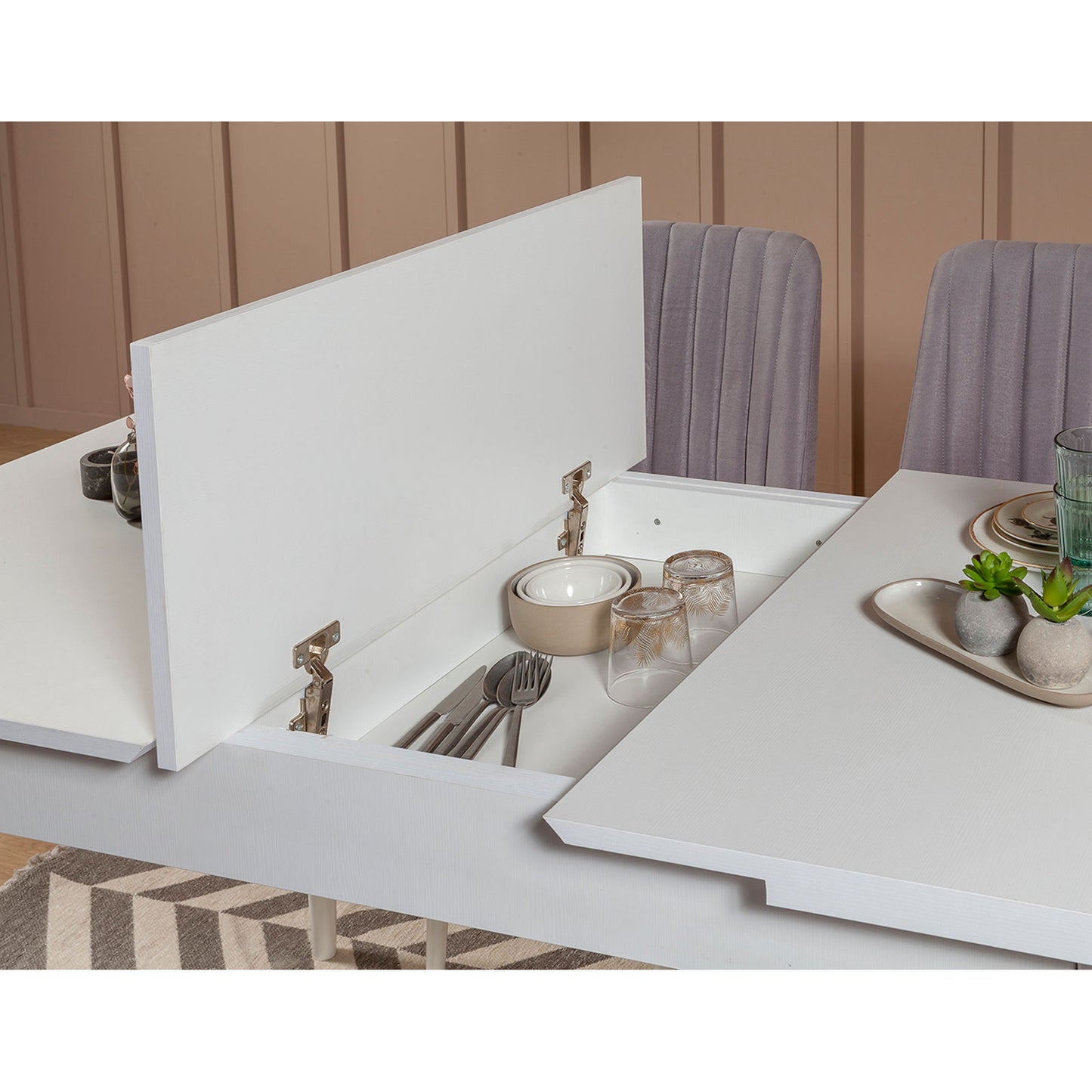 Set stolova i stolica (4 komada), Bijela boja Soho, Vina 0701 - Soho, White