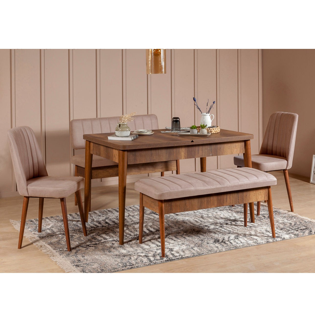 Set stolova i stolica (5 komada), Orah Kamen, Vina - Walnut