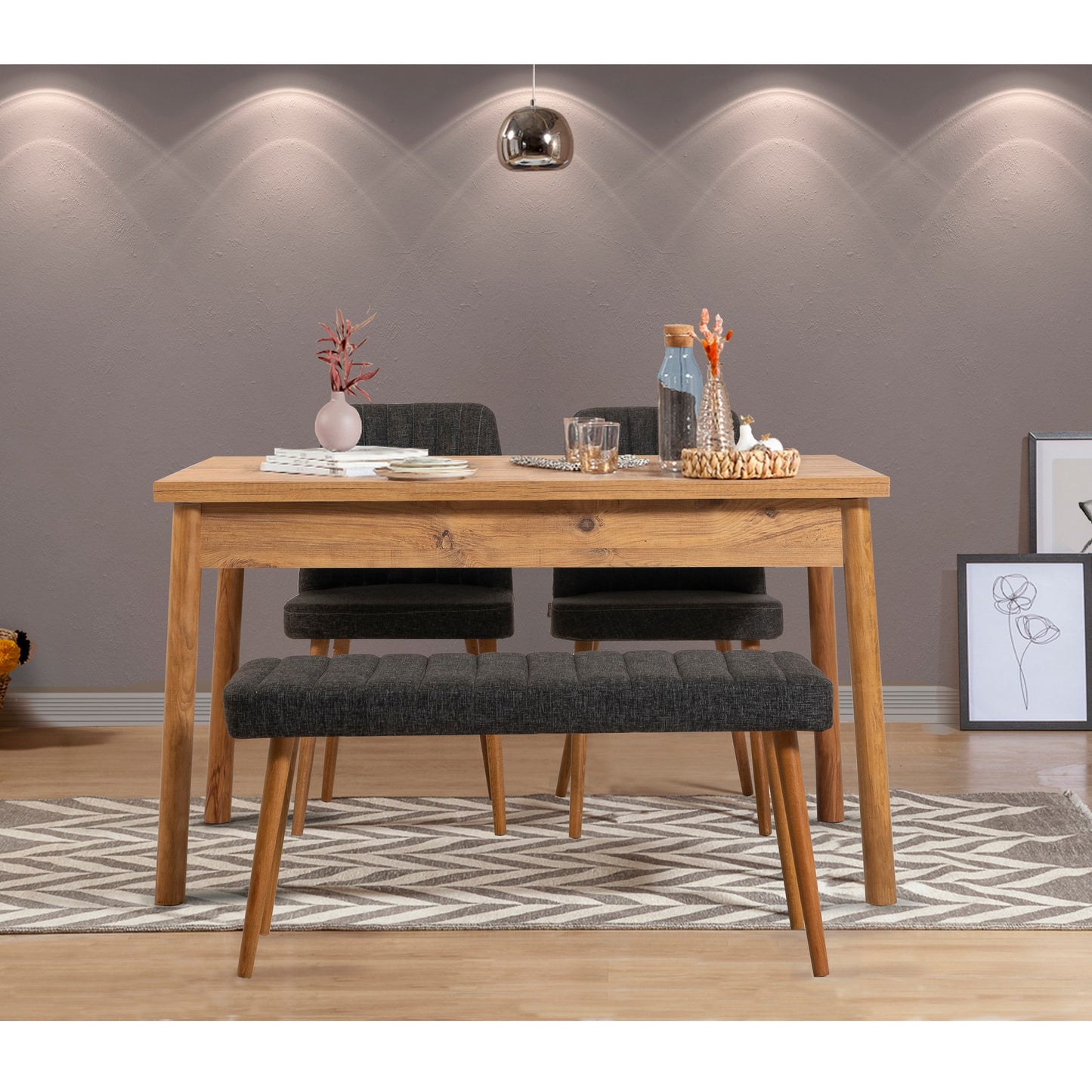 Set stolova i stolica (4 komada), Atlantski bor Antracit, Costa 1053 - 3 A
