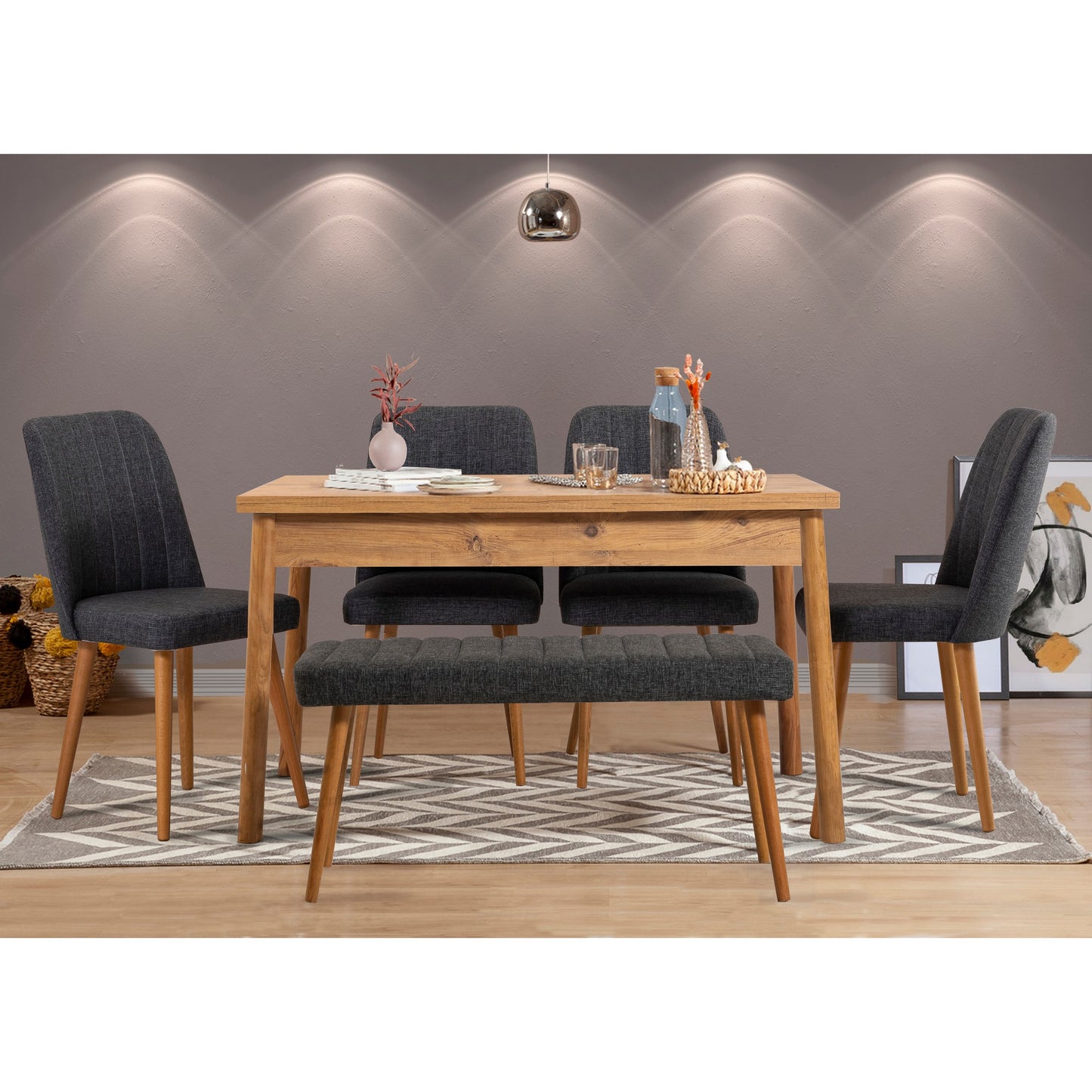 Set stolova i stolica (6 komada), Atlantski bor Antracit, Costa 1053 - 2 A
