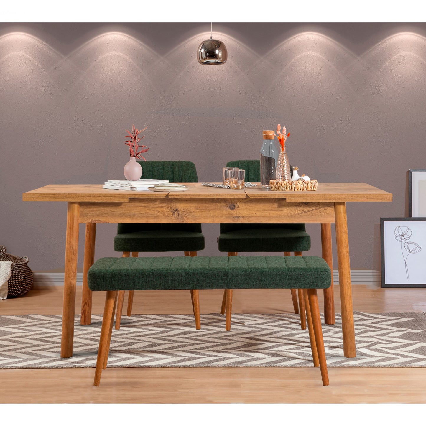 Set stolova i stolica (4 komada), Atlantski bor zelena, Santiago 1070 - 3 A