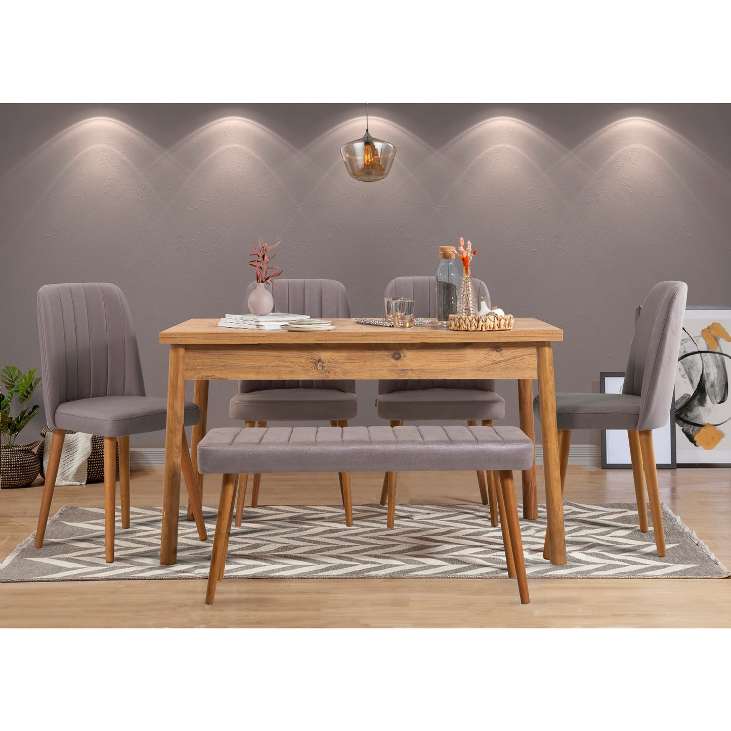 Set stolova i stolica (6 komada), Atlantski bor Sivo, Costa 0701 - 2 A
