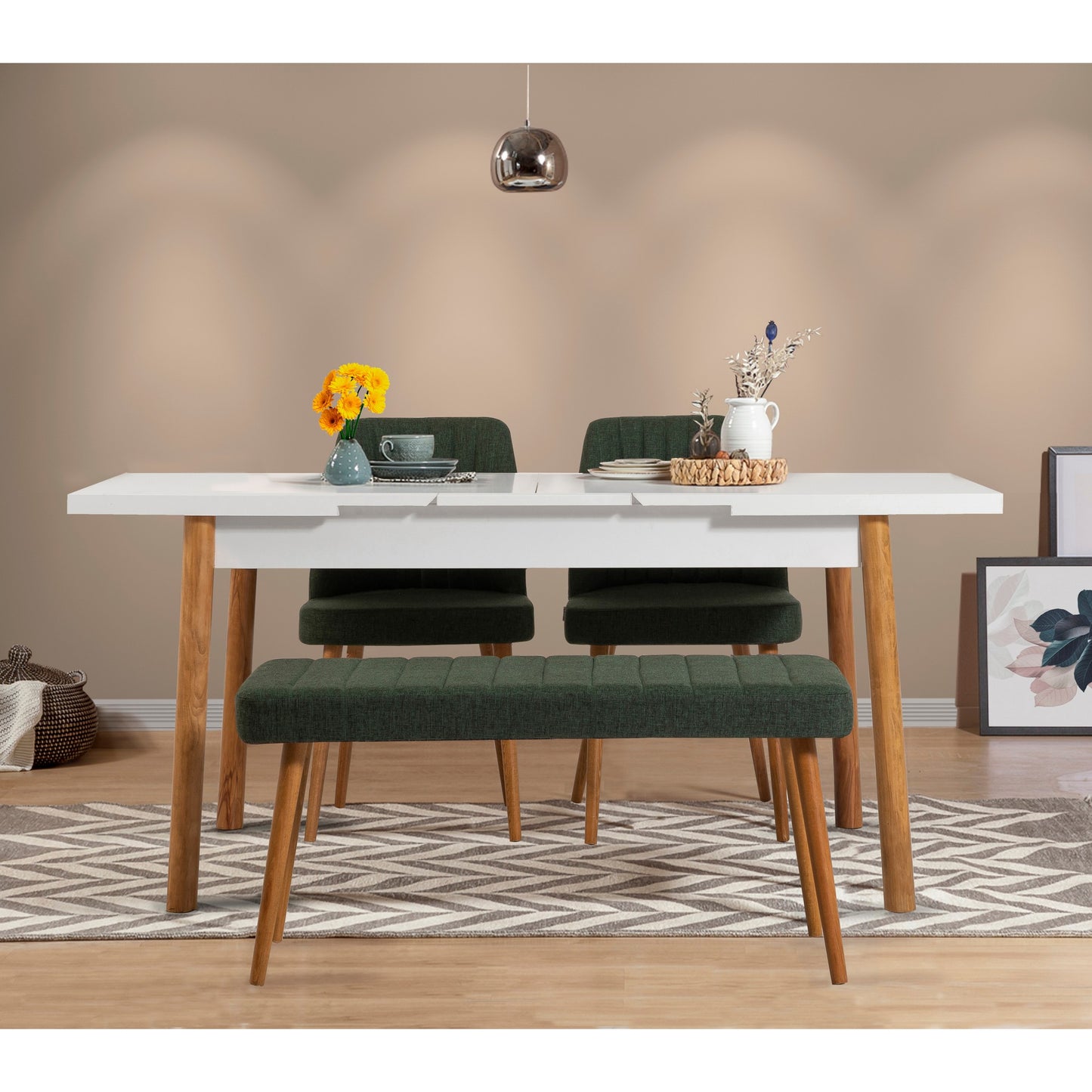 Set stolova i stolica (4 komada), Atlantski bor Bijela boja zelena, Santiago 1070 - 3 AB