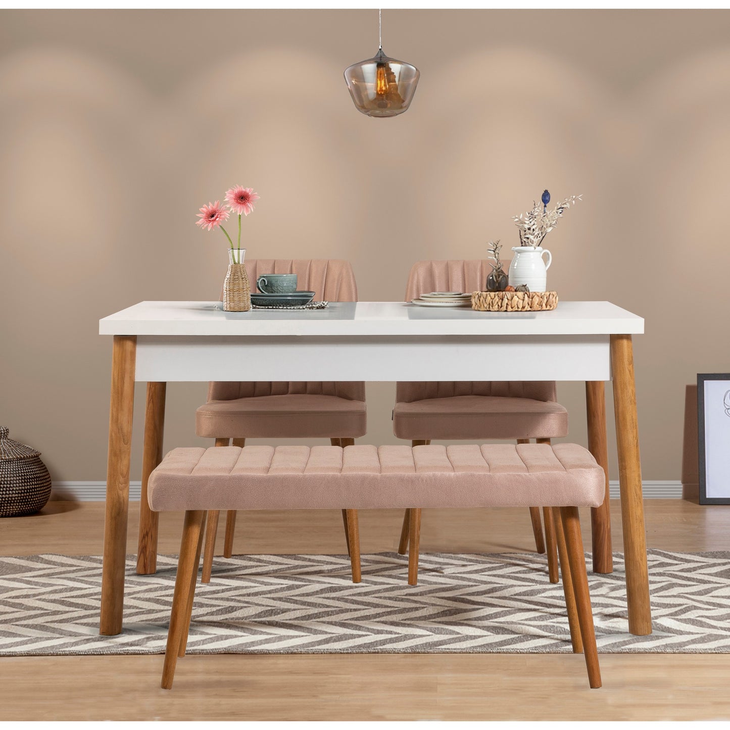 Set stolova i stolica (4 komada), Atlantski bor Bijela boja Kamen, Costa 0900 - 3 AB