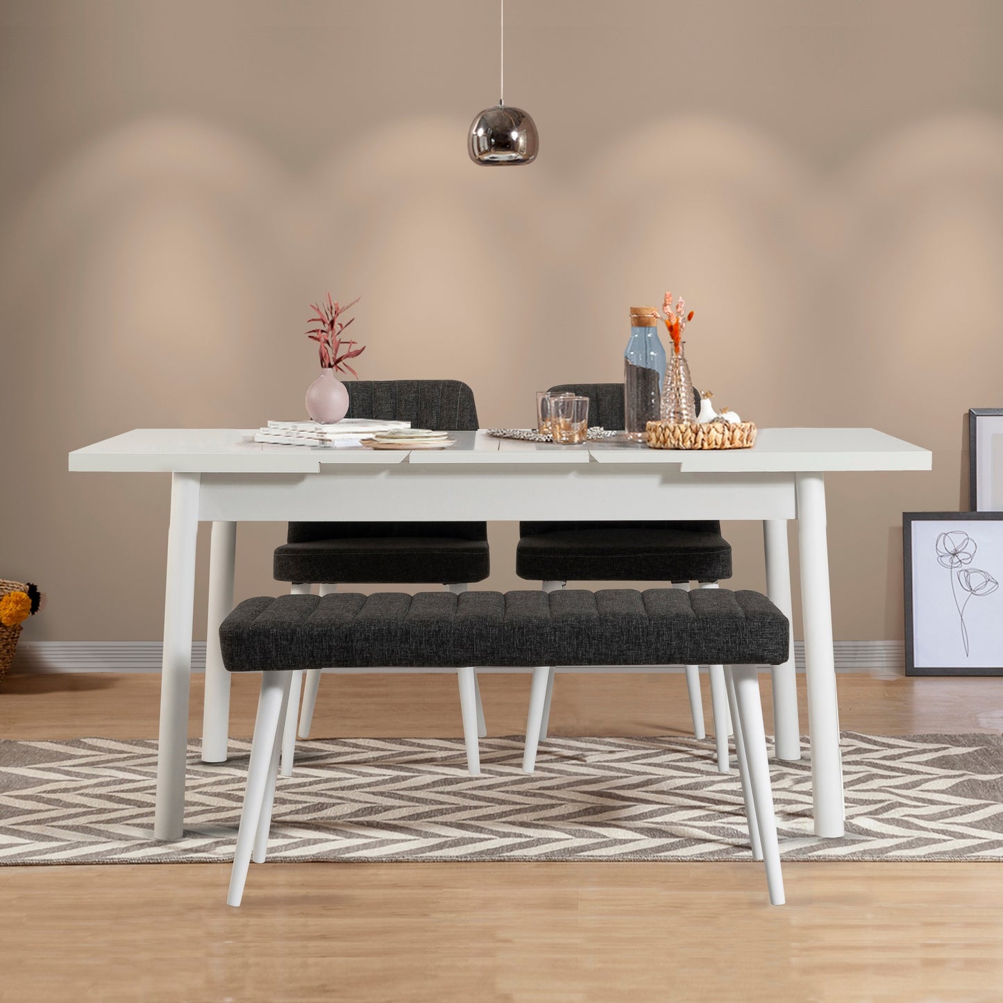 Set stolova i stolica (4 komada), Bijela boja Antracit, Santiago 1053 - 3 B